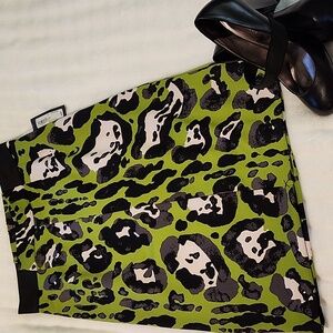 Green Black and White Print pencil shirt with from slit size 8p by Worthington